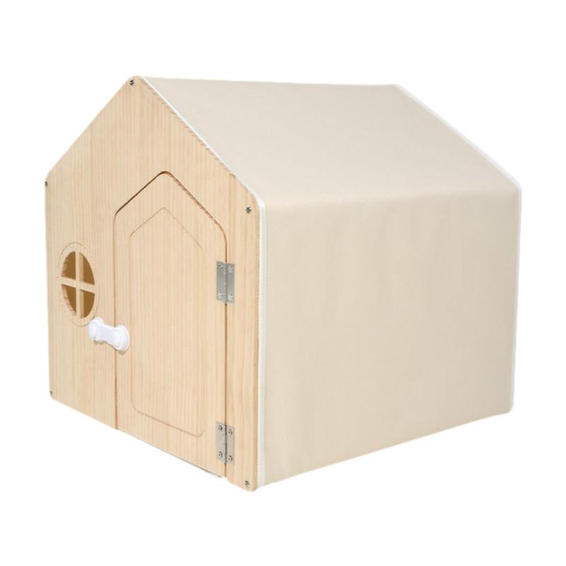 木製の猫棲み家.屋内当て嵌めるに実用的.思わしいで掃き出すも飾り気の無い.