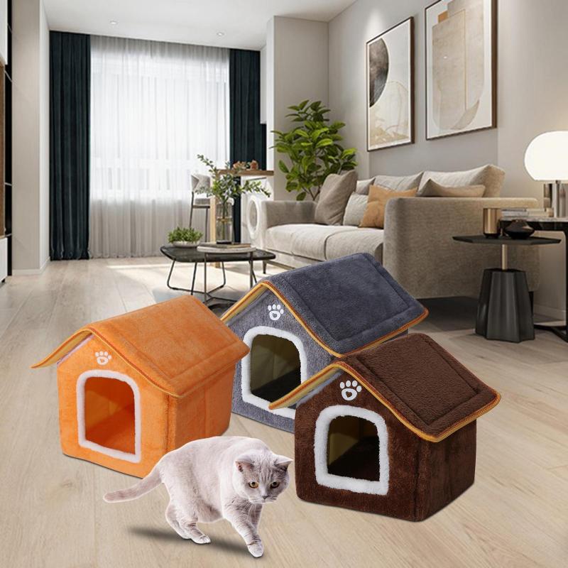 猫ハウス 猫ベッド スヌーズ 屋内犬小屋 自己温暖化 睡眠 洗える 取り外し可能 ペットテント 洞窟ベッド ペットシェルター 子犬用