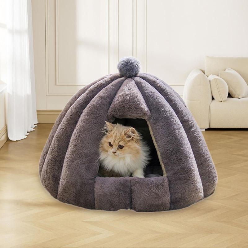 猫用洞窟ベッド キャットハウス 自己保温 洗える 半密閉式 ペットテント 洞窟ベッド 小型・中型犬用