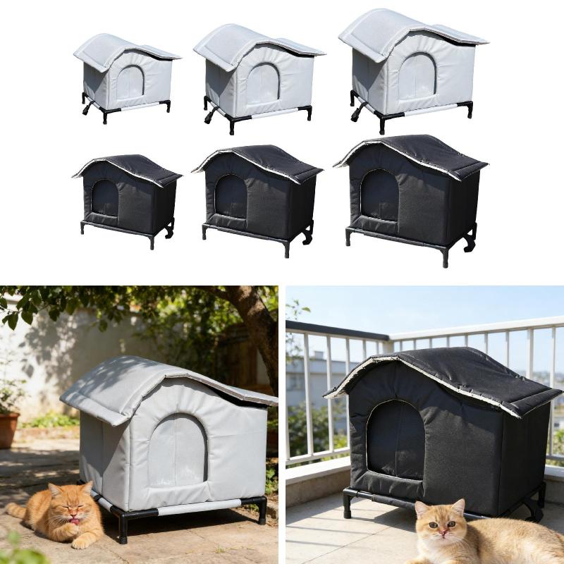 屋外用野良猫ハウス 耐候 ペット用品 耐久 プレミアム野良猫シェルター オックスフォード布 中庭 庭 芝生