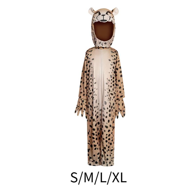 子供チーターコスチュームカーニバルホリデーロールプレイマスカレードのための面白いかわいい服
