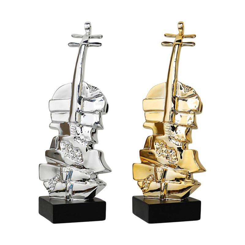 バイオリン彫刻音楽の装飾像収集可能なロマンチックなギフト.デスクトップアートオーナメント.屋内ティールームの寝室の樹脂の置物