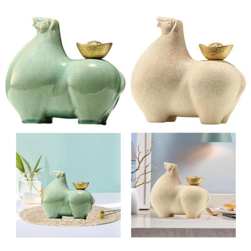 馬の像 磁器の置物 風水コレクション 中国卓上装飾 動物彫刻 リビングルーム 本棚 デスク用