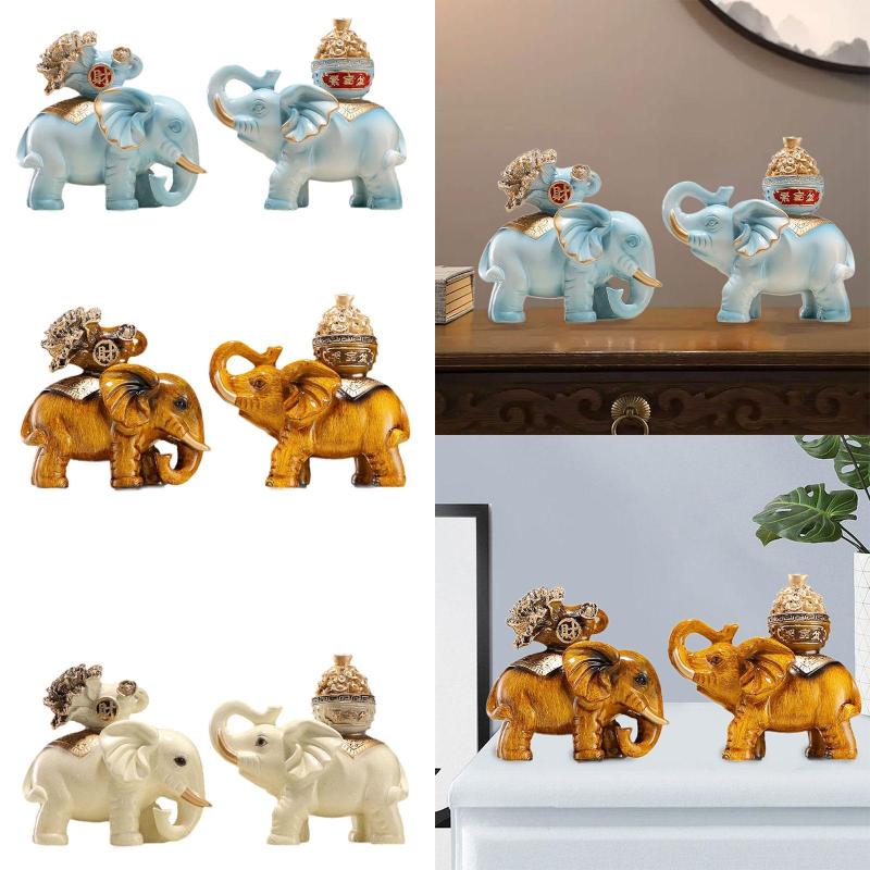 象の動物像のフィギュア楽しい創造的な家事ギフトかわいいデスクトップ飾り樹脂彫刻の彫刻家の家のための彫刻