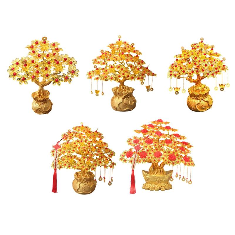 Feng Shui Money Tree DIYハンドメイドキットセンターピースバースデーギフトコレクションキャビネットテーブルオフィス用人工木飾り