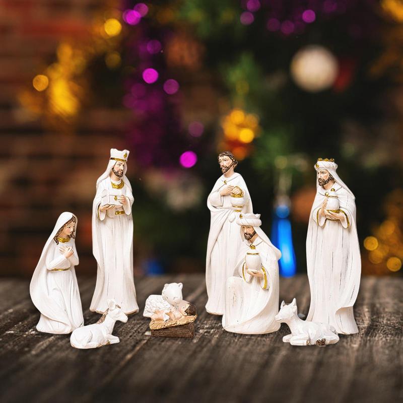 ヴィンテージキリスト降誕シーン.イエスのクリスマス樹脂ディスプレイ.