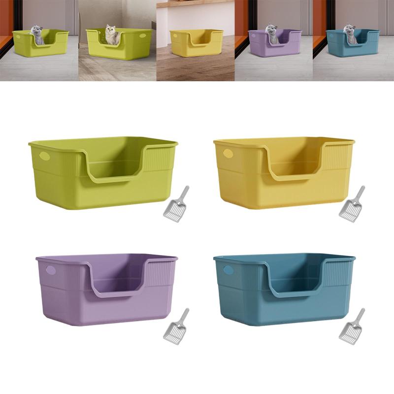 猫トイレ 猫トイレサンドボックス ポータブル ペット用品 お手入れ簡単 子猫トイレ U字型 低めフロントふるい砂トレイ