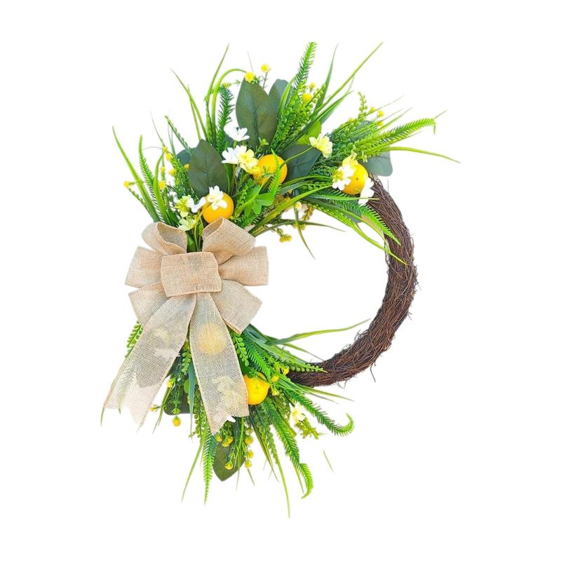 玄関の花輪.シミュレートされたマグノリア.テーブル装飾のためのリアルな春の花輪