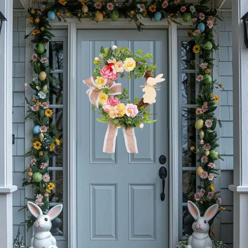 イースターの王冠.緑は入り口のドアの装飾のためにガーランドを離れ.家のための花の王冠