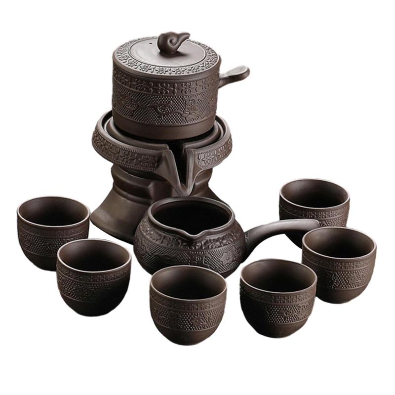 中国カンフーティーセット.ジーシャカンフー磁器ティーポット.紫粘土ティーセット.家族用手作りティーポットセット.ピクニック