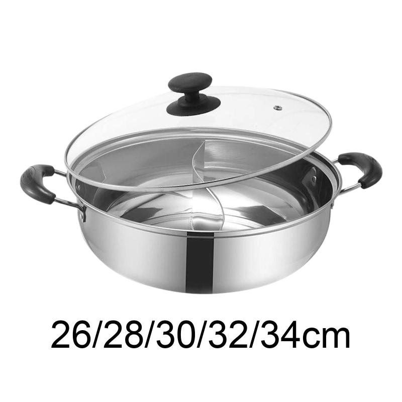 中華しゃぶしゃぶ鍋 調理器具 お手入れ簡単 ポータブルハンドル 分割ストックポット ダブルフレーバーホットポット 家庭用 ホームパーティー用