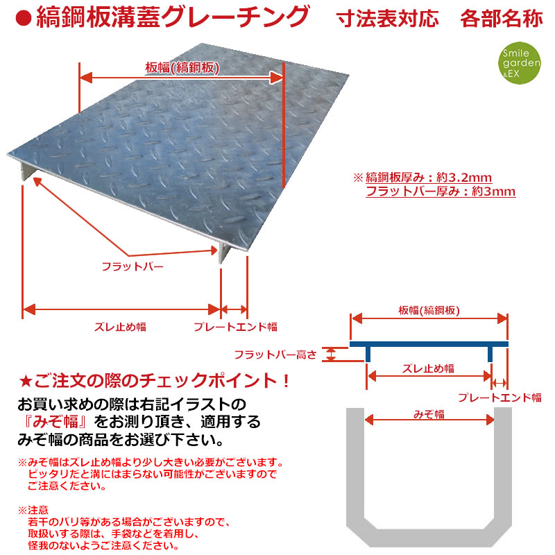 楽天市場 縞鋼板 溝蓋 グレーチング 適正みぞ幅300mm 歩道用 長さ600mm 幅345mm Ku 300 代引き 時間指定不可 側溝 Grating グレーチング Smile Garden Ex