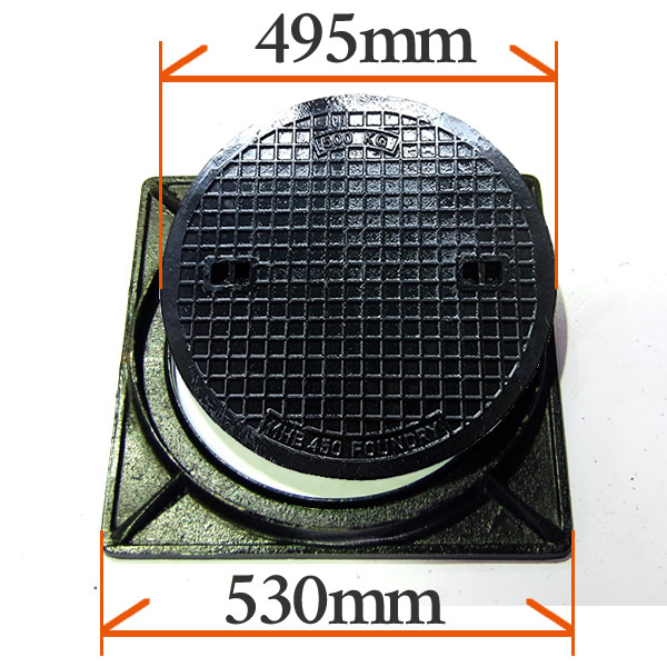 楽天市場】鋳鉄製 マンホール フタ径500mm フタ&枠セット 6t荷重 穴径