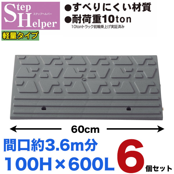 カーステップ ステップヘルパー 段差10cm用 幅60cm 間口3.6m分段差解消スロープ 屋外用駐車場・車庫の段差解消!!転倒防止に!段差スロープ 段差ステップ
