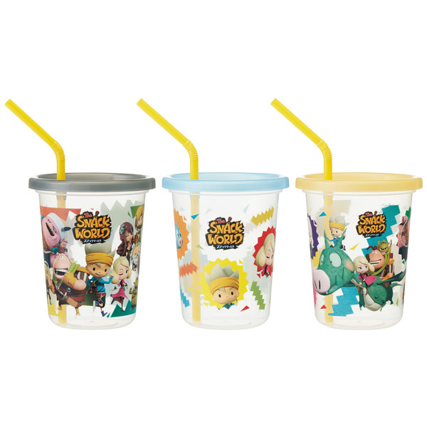スナックワールド ストロー付きコップ / ストロー付 タンブラー 320ml 3個セット スナックワールド /【ポイント 倍】画像