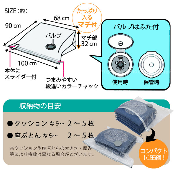 スティック掃除機対応圧縮パック座ぶとん用80674