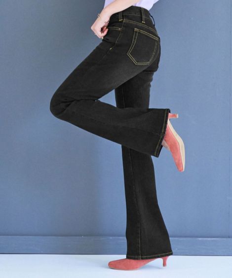 L 10l すごのびストレッチデニムブーツカットパンツ もっともっとゆったり太もも 選べる股下 パンツ ボトムス ストレッチパンツ ブーツカットデニム ロング丈 美脚パンツ 30代 40代 50代 女性 オールシーズン デニムパンツ ジーンズ 大きいサイズ レディース 超歓迎