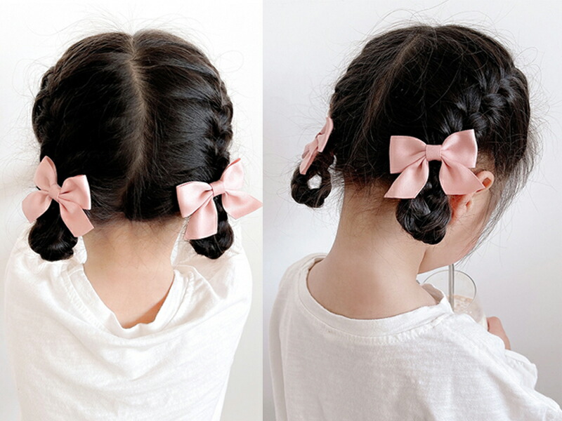 キッズ リボン 定番 キュート ヘアアクセサリー シンプル 髪留め クラシカル 子ども 髪飾り 女の子 レディース ヘアクリップ 2個 かわいい 正統派