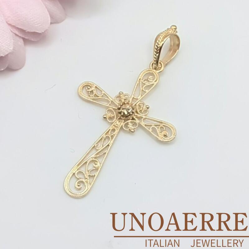 UNOAERRE ウノアエレ ペンダント イエローゴールド ラッキー モチーフ クロス 十字架 お守り 守護 生命力 心身のエネルギーバランス イタリー イタリア製 プレゼント 妻 彼女 誕生日 記念日 お祝い 人気 ITALY ギフト ウノアエレ正規店 結婚記念日 ラッピング無料|ジュエリーリペアクラブ