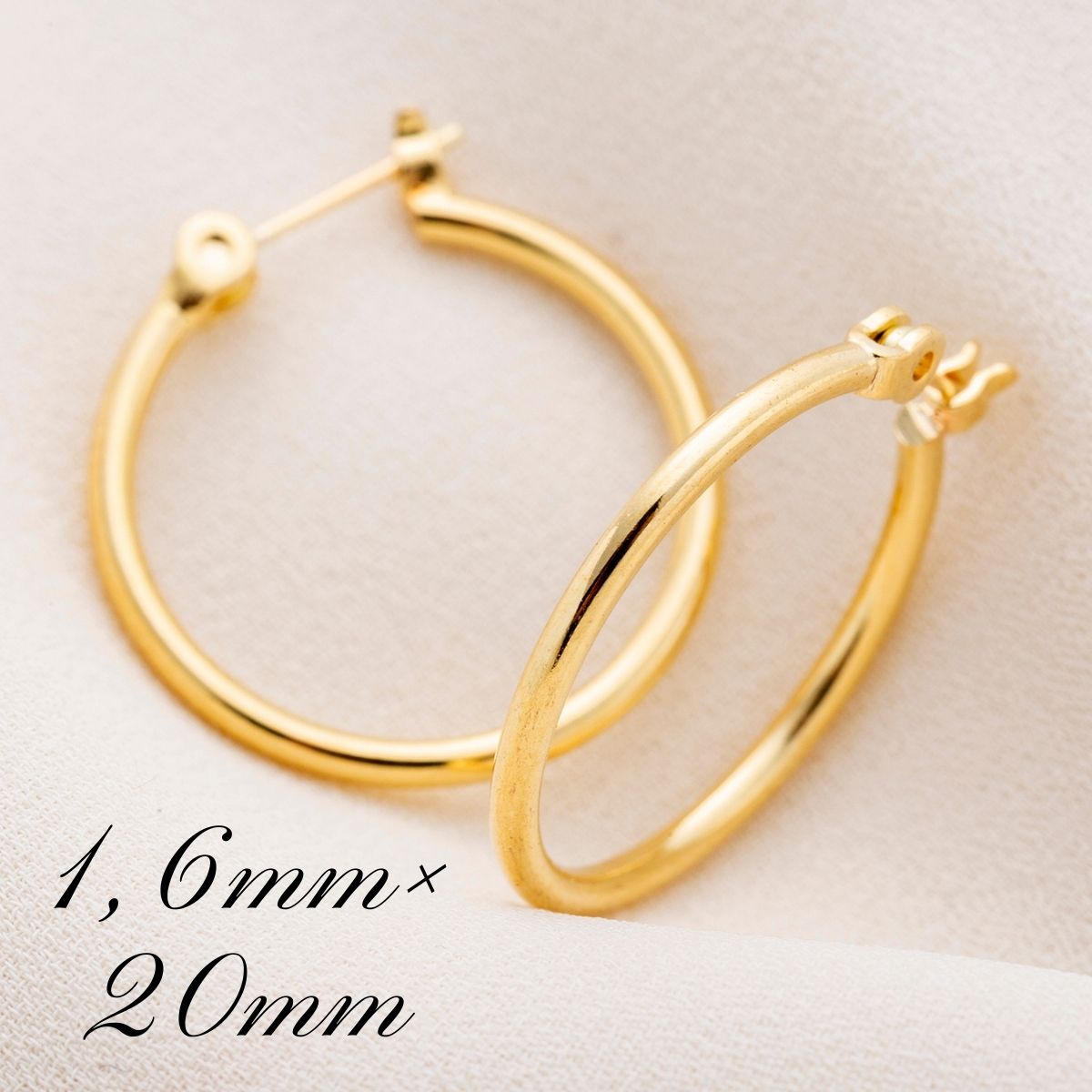楽天市場】ポストのみ18金 フープピアス メンズ レディース 1,6mm×20mm