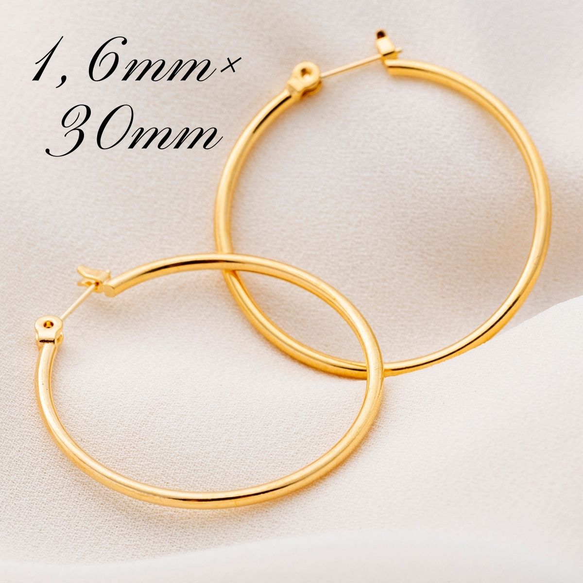 楽天市場】ポストのみ18金 フープピアス メンズ レディース 1,6mm×30mm