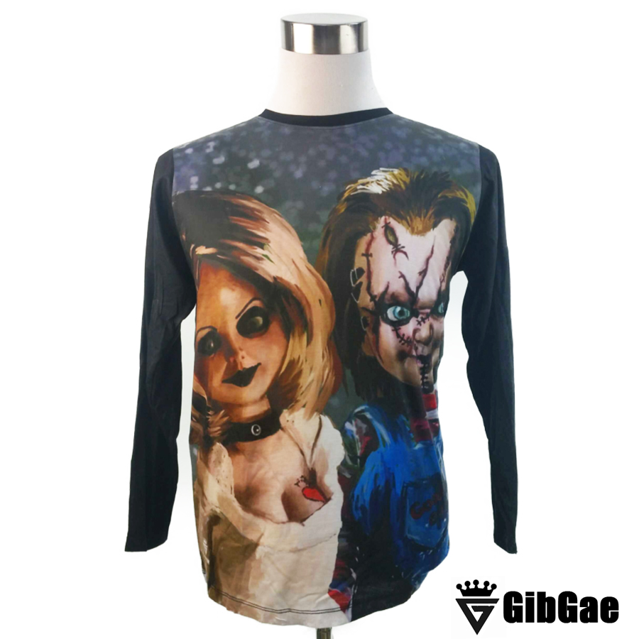 楽天市場 デザインロングtシャツ Gibgae Chucky Tiffany チャッキー ティファニー 映画ｔシャツ チャイルドプレイ チャッキーの花嫁 ホラー キャラクター こわかわいい プリントtシャツ ロンt メンズ レディース サイズｍ ｌ スマイルワゴン楽天市場店