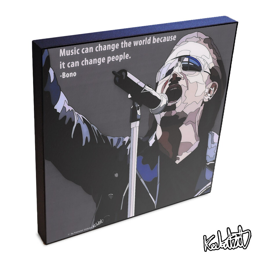 楽天市場 Bono ボノ ｕ２ Keetatat Sitthiket インテリア雑貨 おしゃれ ポップアートフレーム ポップアートパネル 絵 イラスト グラフィック 壁掛け 歌手 ミュージシャン ロック バンド レジェンド スマイルワゴン楽天市場店