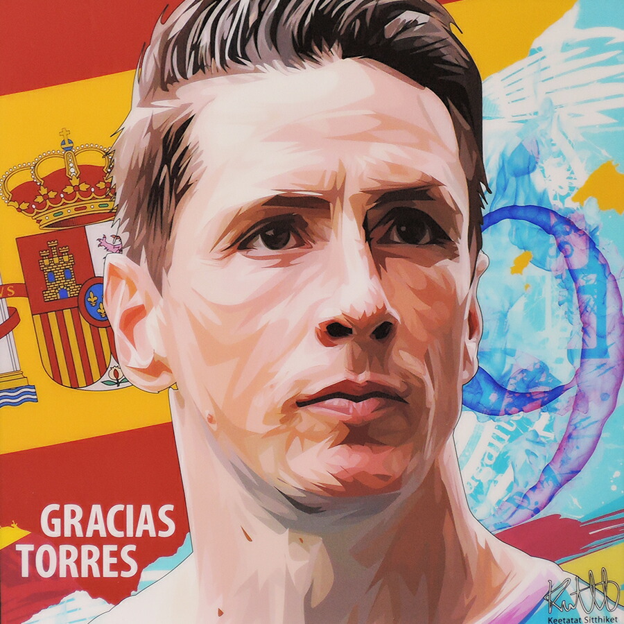 スーパーsale セール期間限定 ポップアートフレーム Fernando Torres2 フェルナンド トーレス2 Keetatat Sitthiket アートパネル インテリア 雑貨 店舗 内装 玄関 おしゃれ ポスター 絵 イラスト 壁掛け サッカー選手 フォワード スペイン代表 レジェンド リ
