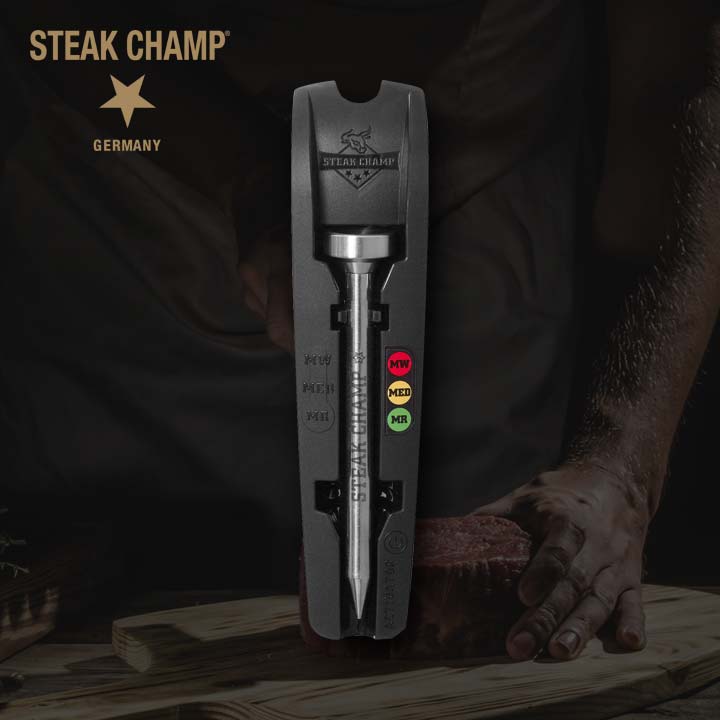 市場 1年保証 THERMOMETER CHAMP 料理用温度計 STEAK COLOR 調理用温度計 クッキング温度計 3 カラーLED LED  ステーキチャンプ ステーキサーモメーター