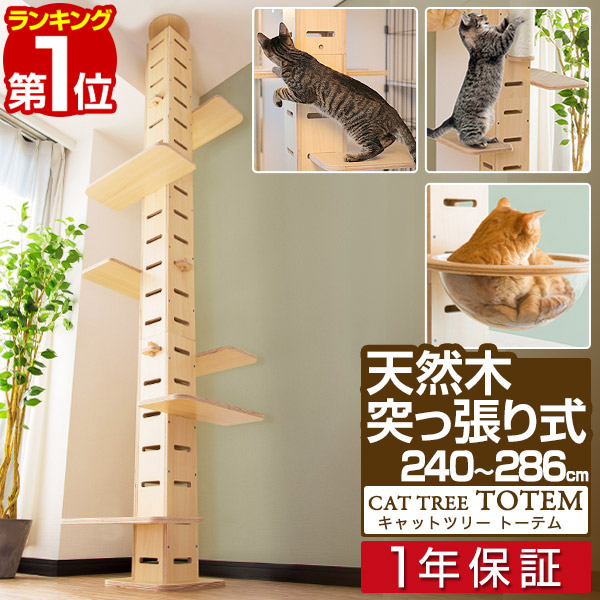 【16,280円→SALE15,400円～6/11(木)01:59まで】【1位】キャットツリー 突っ張り か細い 木製 省間隔文字 高さ 240 - 286珊 幅 30珊 猫高閣 すべり止め引っ敷き付き添い人 運動すること機能不全 猫お父ちゃん TOTEM 家具調 精神的な統合 据え付ける 飾り気の無い 爪とぎ ■[貨物輸送無料]