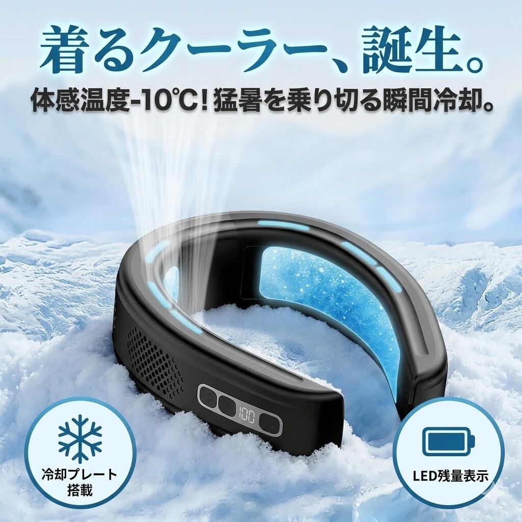 【2026年夏最新版】ネッククーラー 首掛け扇風機 冷却プレート 瞬間冷却 首掛けファン 8000mAh大容量 軽量 羽根なし 携帯扇風機 LED残量表示 Type-C充電 角度自由調節 6送風口 静音 ネックファン 熱中症対策 暑さ対策 通勤 通学 屋外作業 アウトドア ギフト プレゼント 9,984円