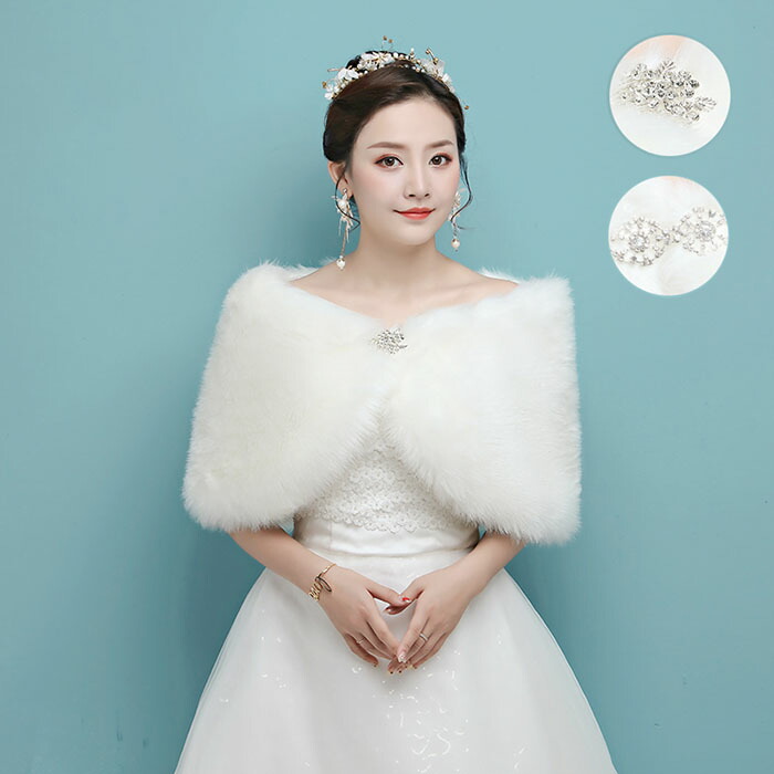 ビスチェドレス　ストール付き　ほぼ未使用　結婚式発表会に　高級感たっぷり　秋冬に 楽天市場】結婚式ボレロ 秋冬フェイクファーストール ファーショール