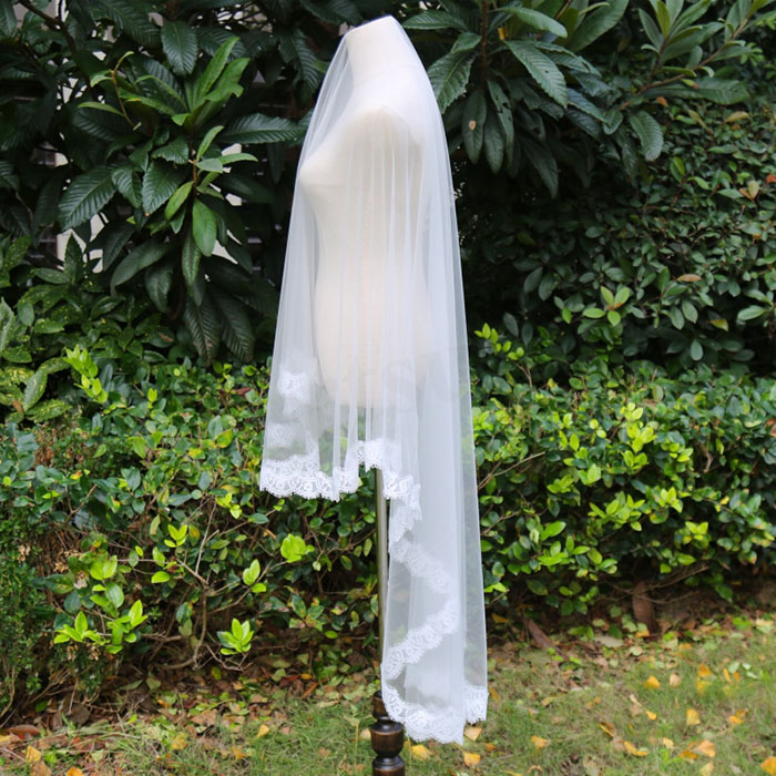 楽天市場】ウェディングベール ロングマリアベール 花柄レース 2m