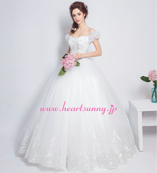 ウェディングドレス プリンセス☆E508☆Vネックオフショルダー 編み上げ パフスリープ☆HeartSunny【RCP】サイズオーダーメイド/結婚式/披露宴/二次会/大きいサイズ/小さいサイズ/ロングウエディングドレス/パーティードレス/ブライダル/花嫁/格安/激安 ウェディングドレス プリンセス☆E508☆Vネックオフショルダー 編み上げ パフスリープ☆HeartSunny【RCP】サイズオーダーメイド/結婚式/披露宴/二次会/大きいサイズ/小さいサイズ/ロングウエディングドレス/パーティードレス/ブライダル/花嫁/格安/激安
