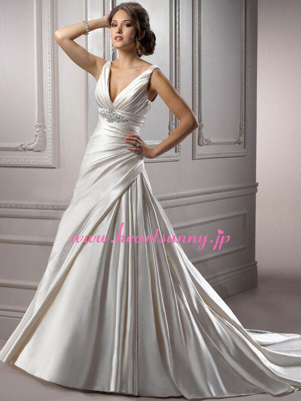 楽天市場】ウェディングドレス Aライン☆A048☆光沢サテン ハート