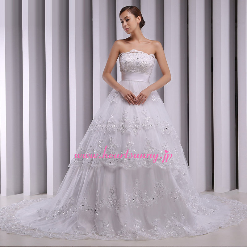 ウエディングドレス プランジング V ネック A ライン テクスチャード ポケット付き