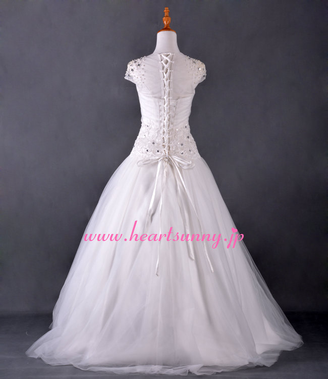 サイズオーダーメイド 結婚式 披露宴 二次会 大きい 小さい ロングウエディングドレス パーティードレス ブライダル 花嫁 格安 激安 スマイルデ ショップ 付け外しのロングトレーン Aライン B104 選ばれる4タイプの取り外しのレースボレロ ウェディングドレス Rcp