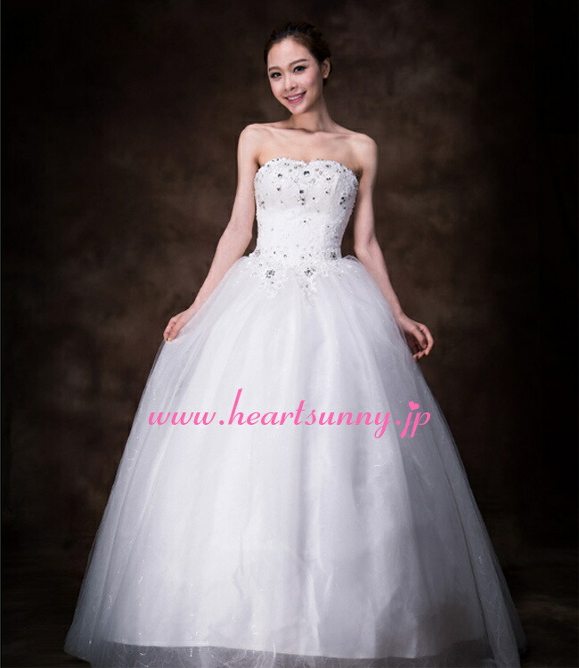 楽天市場】ウェディングドレス Aライン☆E100☆ハートネックビスチェ