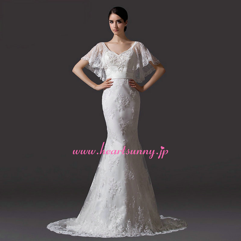 楽天市場】ウェディングドレス マーメイド☆A204☆ハイネック レース
