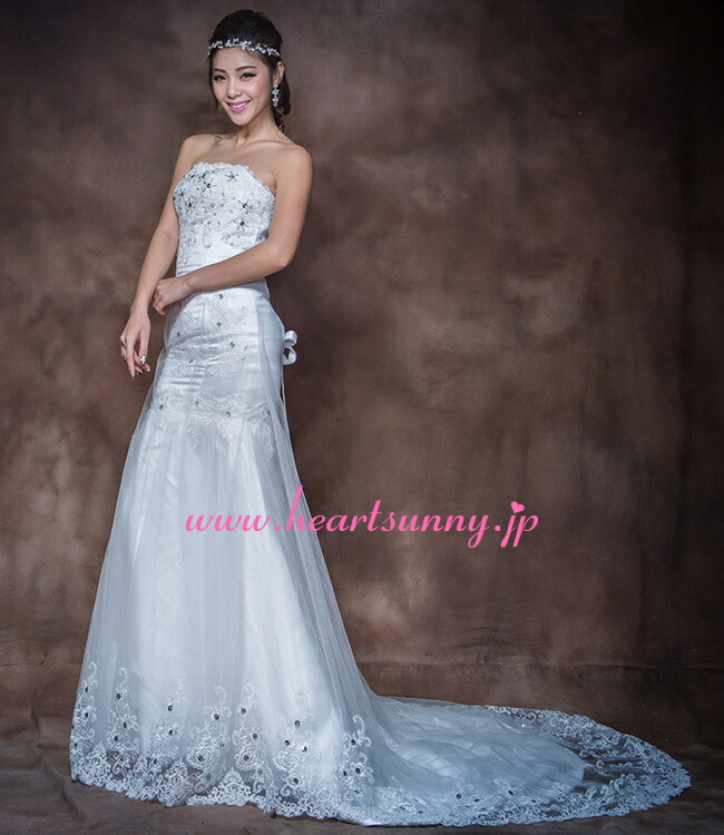 楽天市場】ウェディングドレス マーメイド☆E268☆ラインストーン飾り