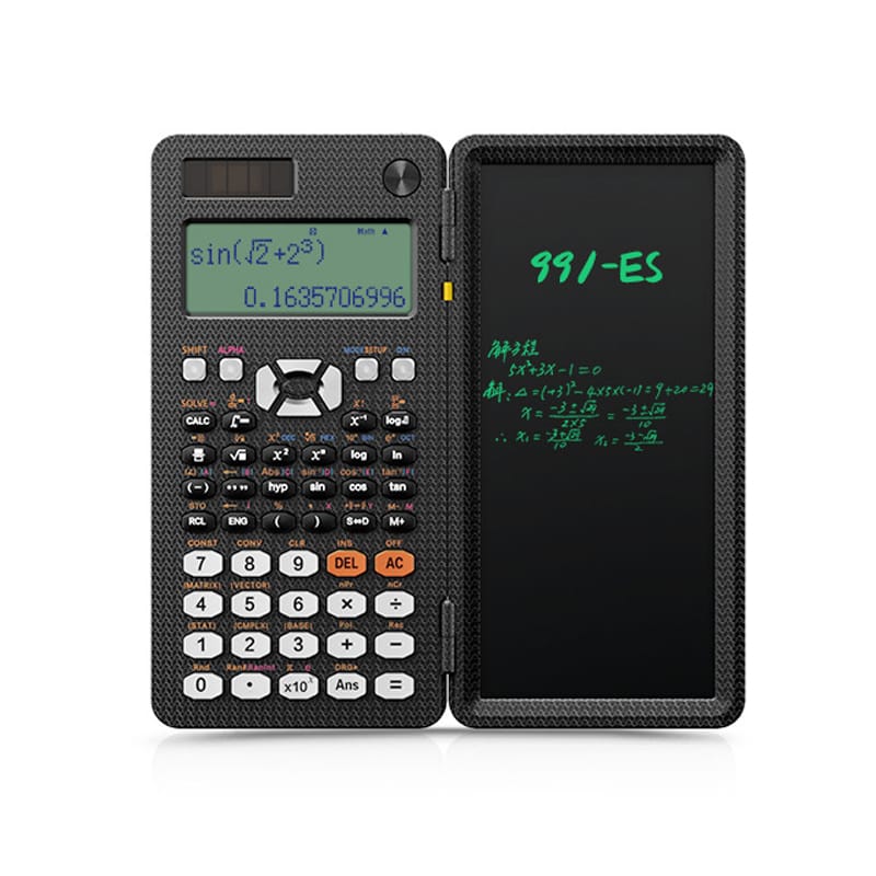 【ポイント 5倍UP !】関数電卓 電卓付き電子メモパッド 書きパッド 417関数 機能 微分積分 統計計算 数学自然表示 4ライン表示 関数計算機 数学電卓 折りたたみ式 建築現場 物理 大学用 991ES