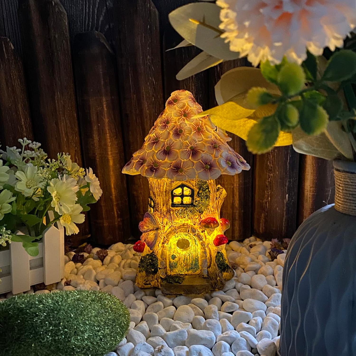 産地不明 フローライト ツリーハウス きのこ 家 置彫り物 天然石 イギリス Frazer's Hush Mine産 フローライト – 天然石ハッピー