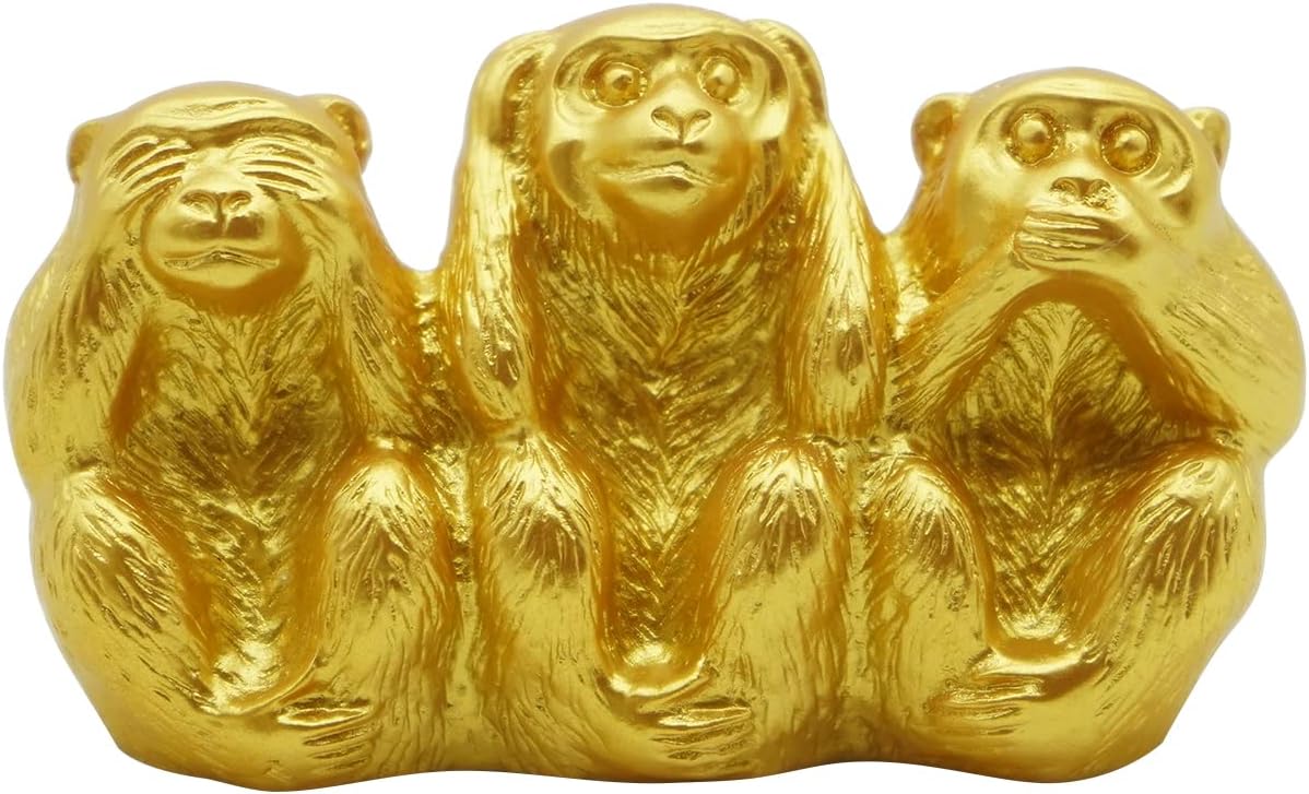 楽天市場】猿 置物 三猿 ゴールド さる オブジェ 見ざる 言わざる 聞か