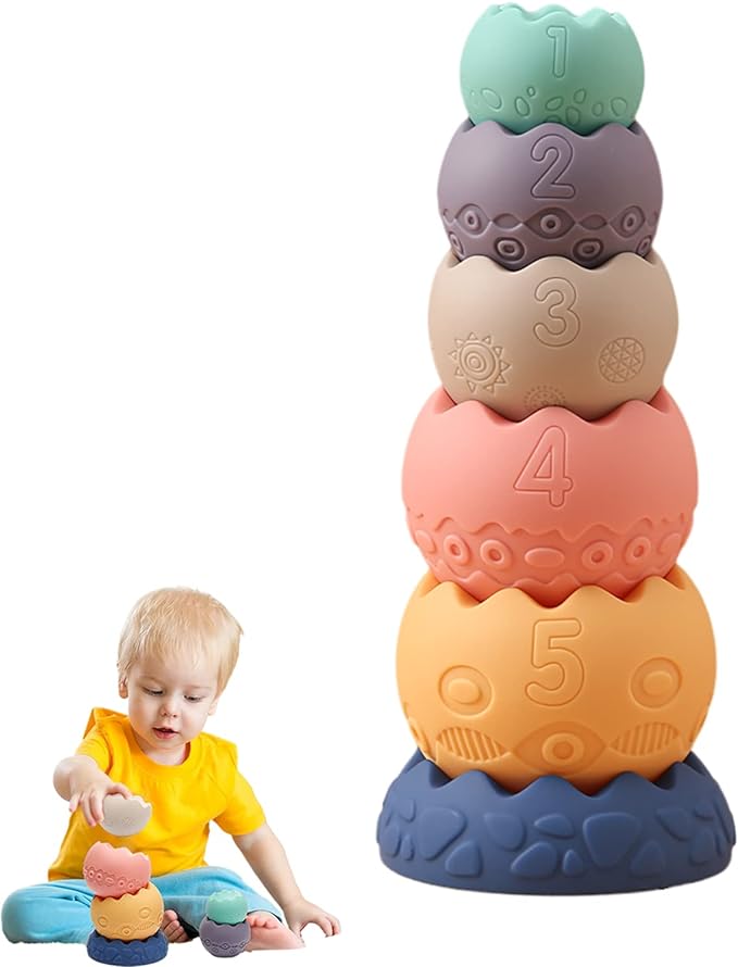 楽天市場】お得セット赤ちゃん積み木 卵形 シリコン 6pcs 出産