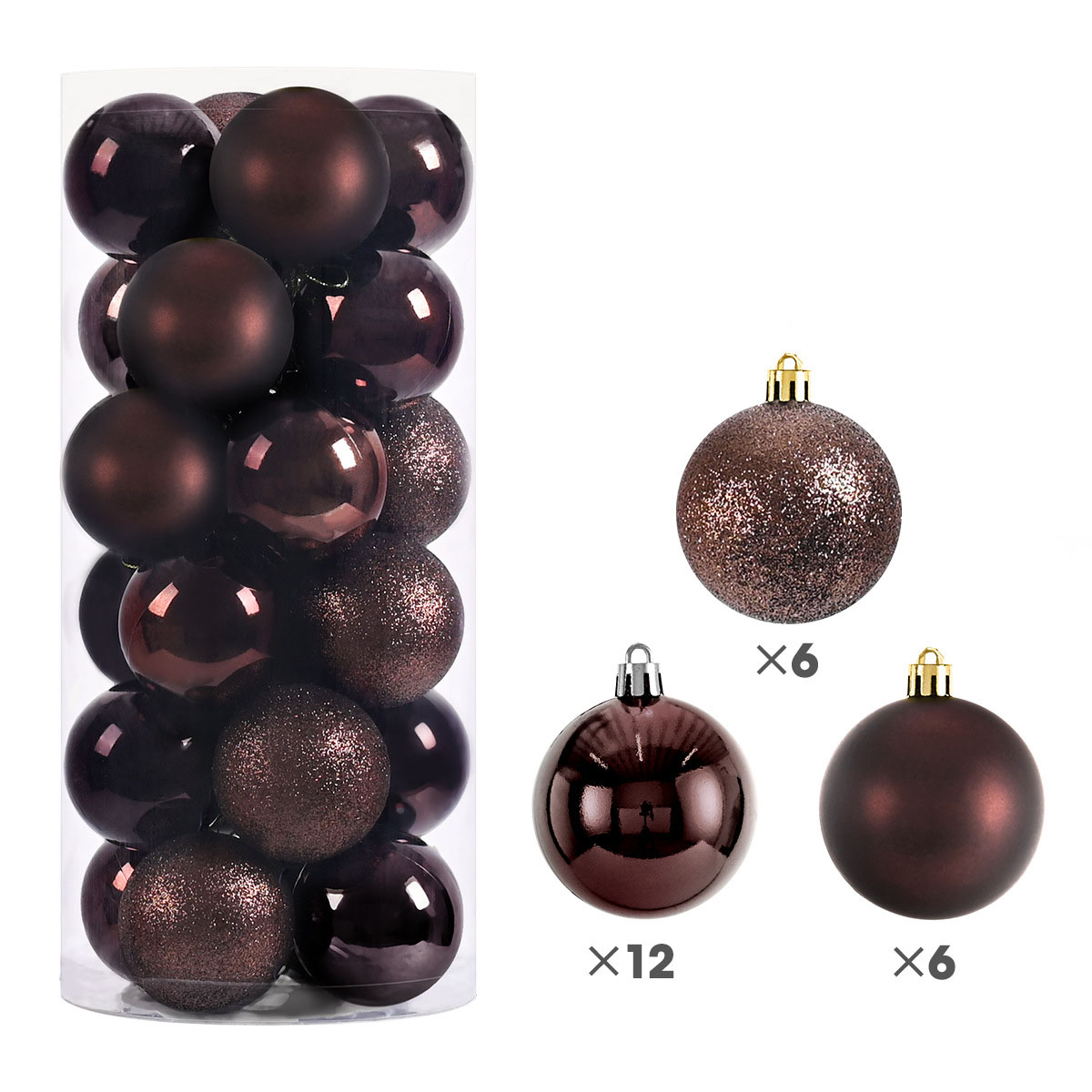 ＼ポイント10倍／＼レビュー特典対象／ブラウン 茶色 24個入り クリスマス オーナメント クリスマス ボール 北欧風 大きめ 豪華 4cm 6cm 8cm 24個入りセット クリスマス 飾り クリスマス ツリー 飾り 飾り付け クリスマス 装飾 クリスマス ボール オーナメント おしゃれ 5,837円