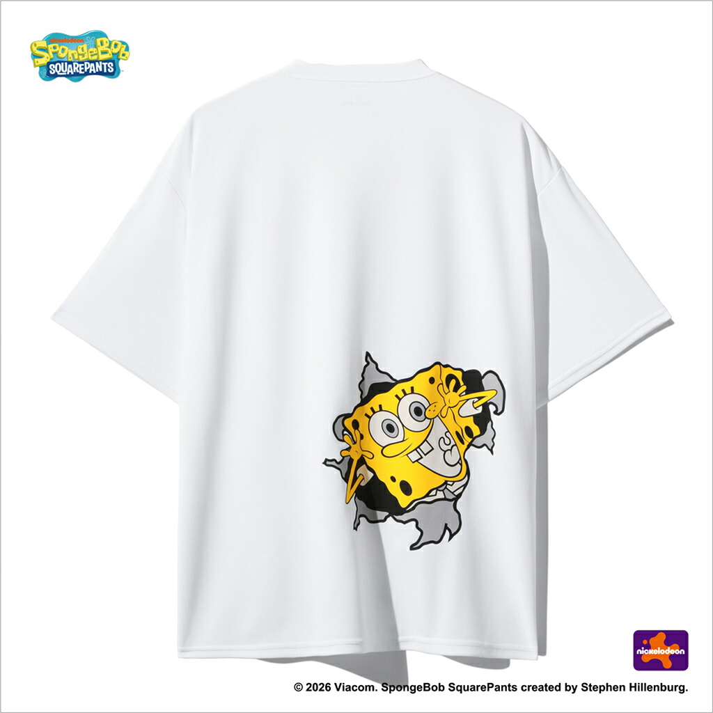 【SPカラビナプレゼント】スポルディング　Tシャツ スポンジ・ボブ カートゥーン（半袖） H/S SHIRTS　ホワイト　SMT26033S［SPALDING］【バスケットボール】【2026SS】