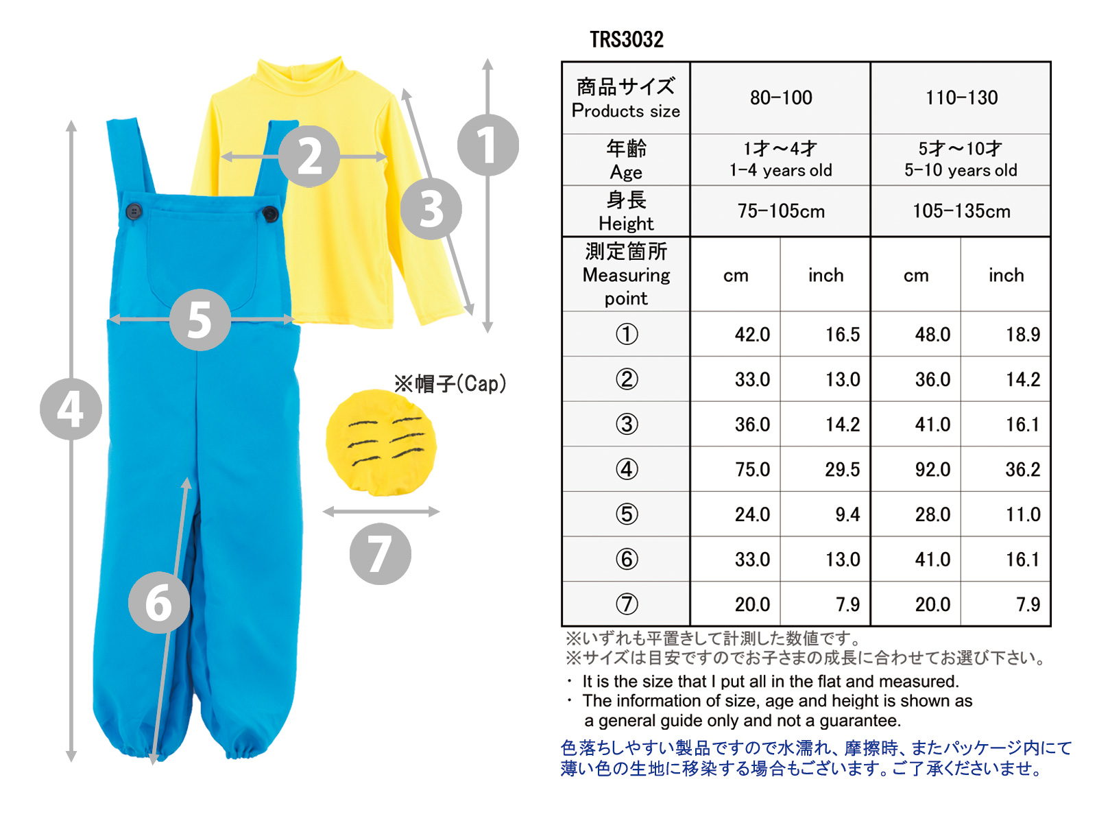 Childrens clothing sizes in cm through rep