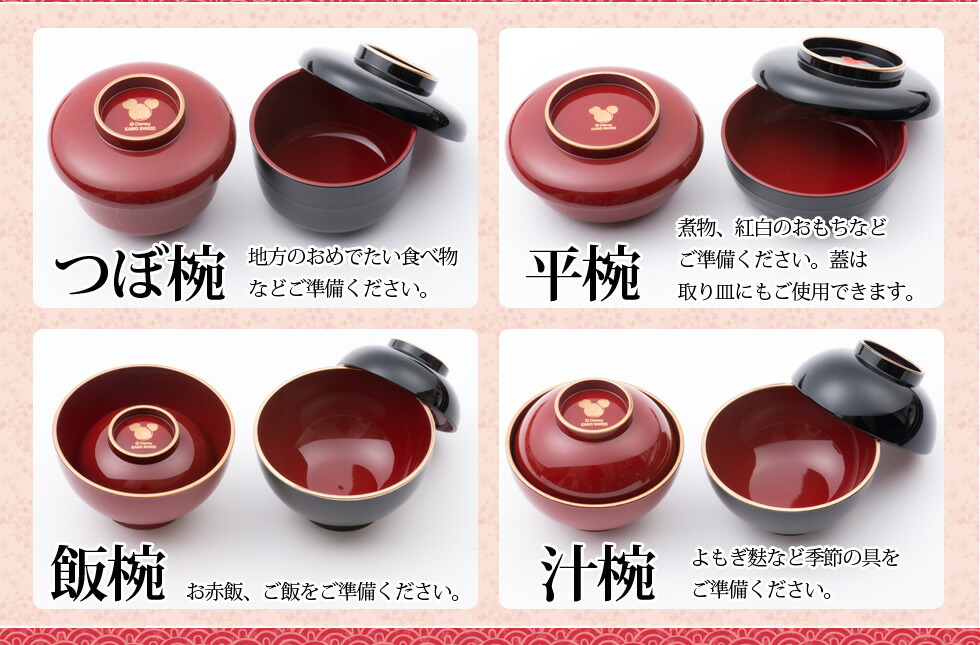 楽天市場 お食い初め 食器 食器セット ギフト 出産祝い 男の子 出産祝い 女の子 ディズニー ミッキー朱色 男の子用 ミニー黒色 女の子用 日本製 お膳裏への名入れ オプション 日数 料金追加 送料無料 沖縄除く Smileまーけっと