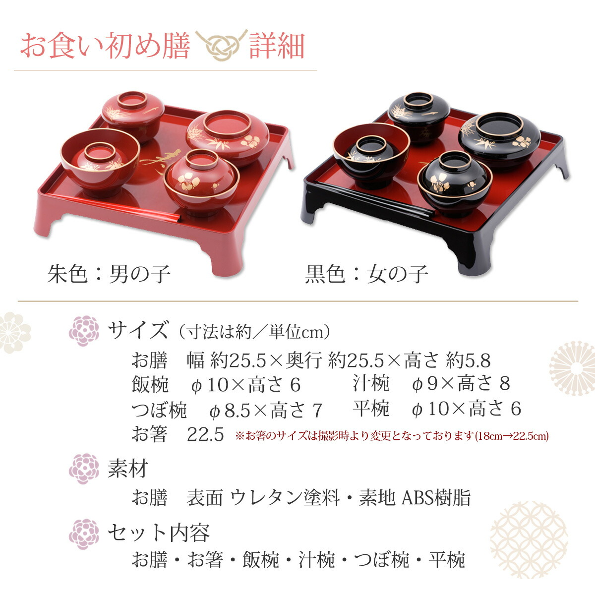 お食い初め食器食器セットギフト出産祝い男の子出産祝い女の子朱色(男の子用)・黒色(女の子用)日本製※北海道・沖縄は別途送料