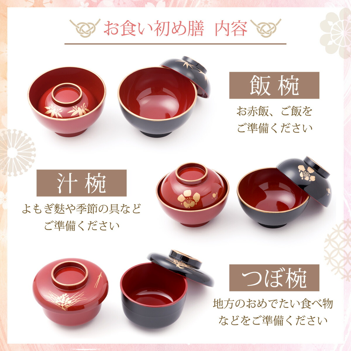 お食い初め食器食器セットギフト出産祝い男の子出産祝い女の子朱色(男の子用)・黒色(女の子用)日本製※北海道・沖縄は別途送料